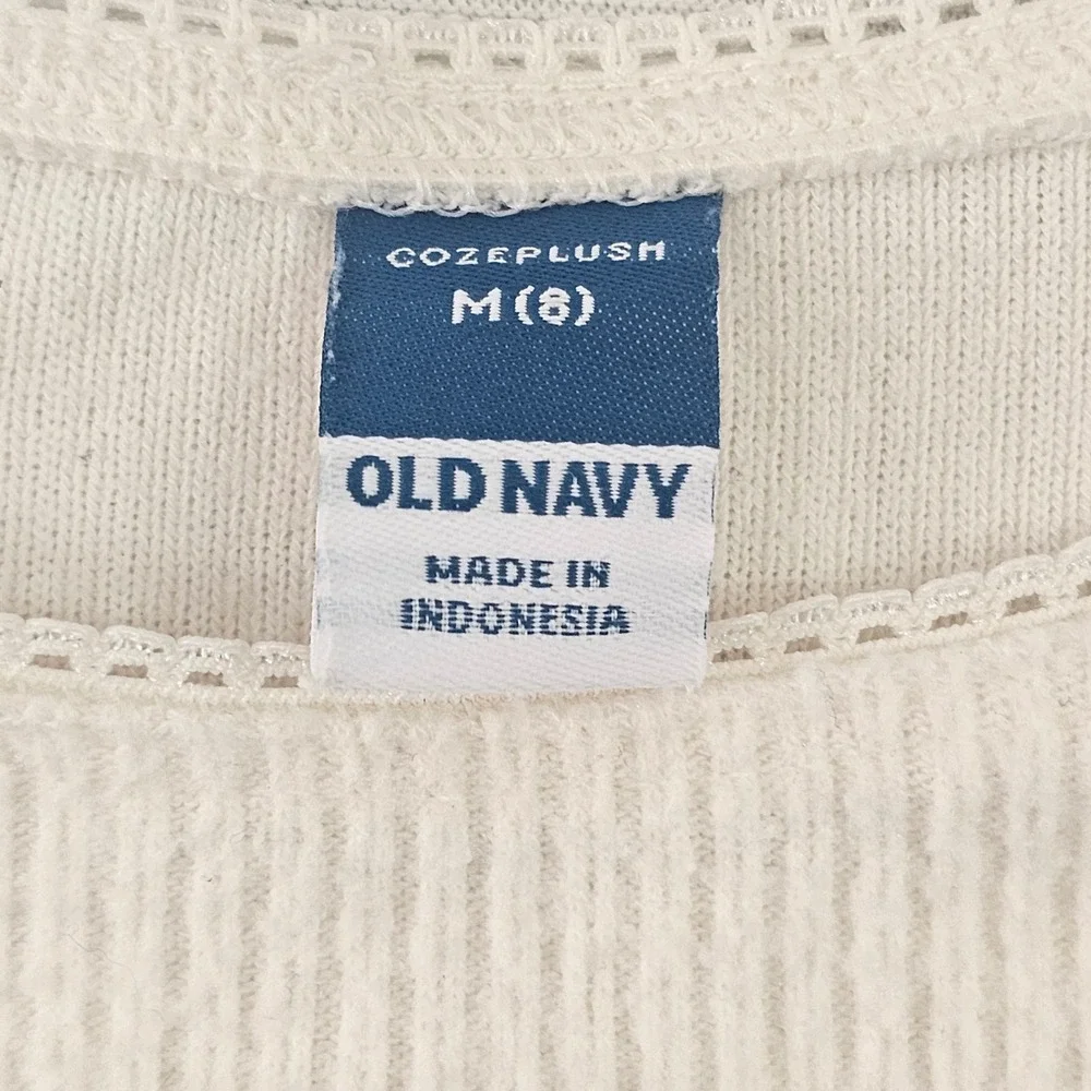 Old‎ Navy Girls Cozeplush Ribbed Top Cream French Bulldog Embroidered Size M 8